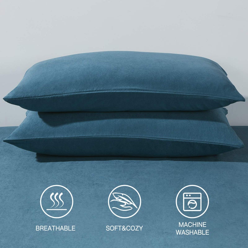 HAPPYMOON Microfiber Pillowcases Standard with Zipper Set of 2 - Breathable Zippered Pillow Covers for Hair and Skin, Soft Brushed Pillow Cases 2 Pack, 20 x 26 Inches, Teal - Image 3